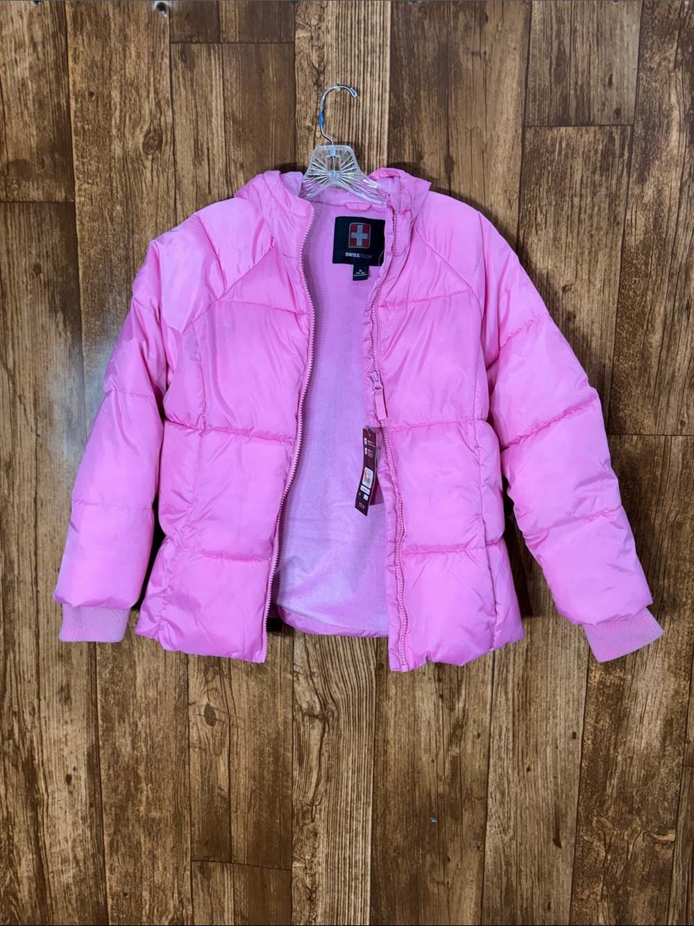 Swiss Tech Pink Puffer Jacket with Hood